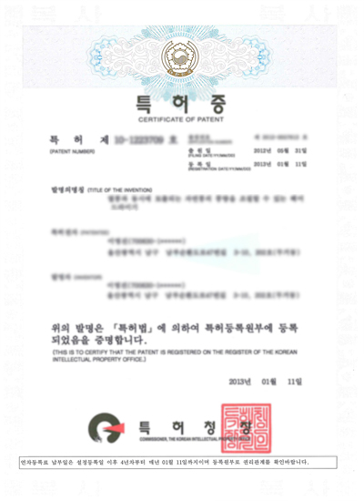 2.특허등록 (한국) 헤어드라이기